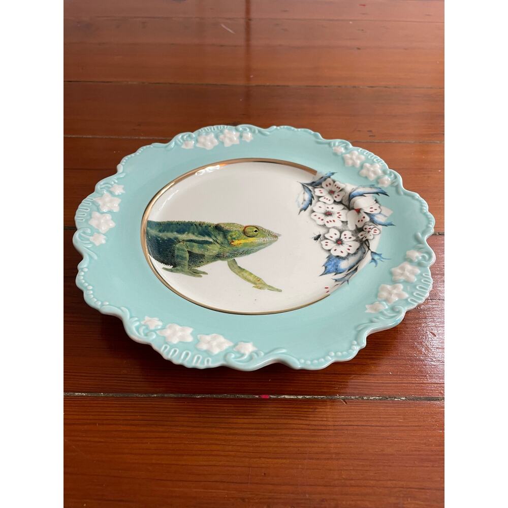 Anthropologie Lou Rota Nature Table Chameleon Plate Aqua 9.5 - Picture 2 of 7
